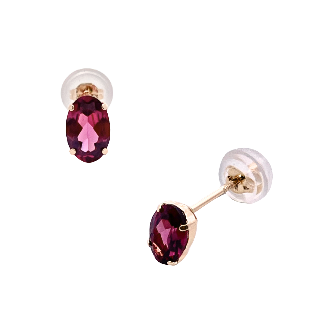 ロードライトガーネット　オーバルカット　スタッドピアス　K10YG