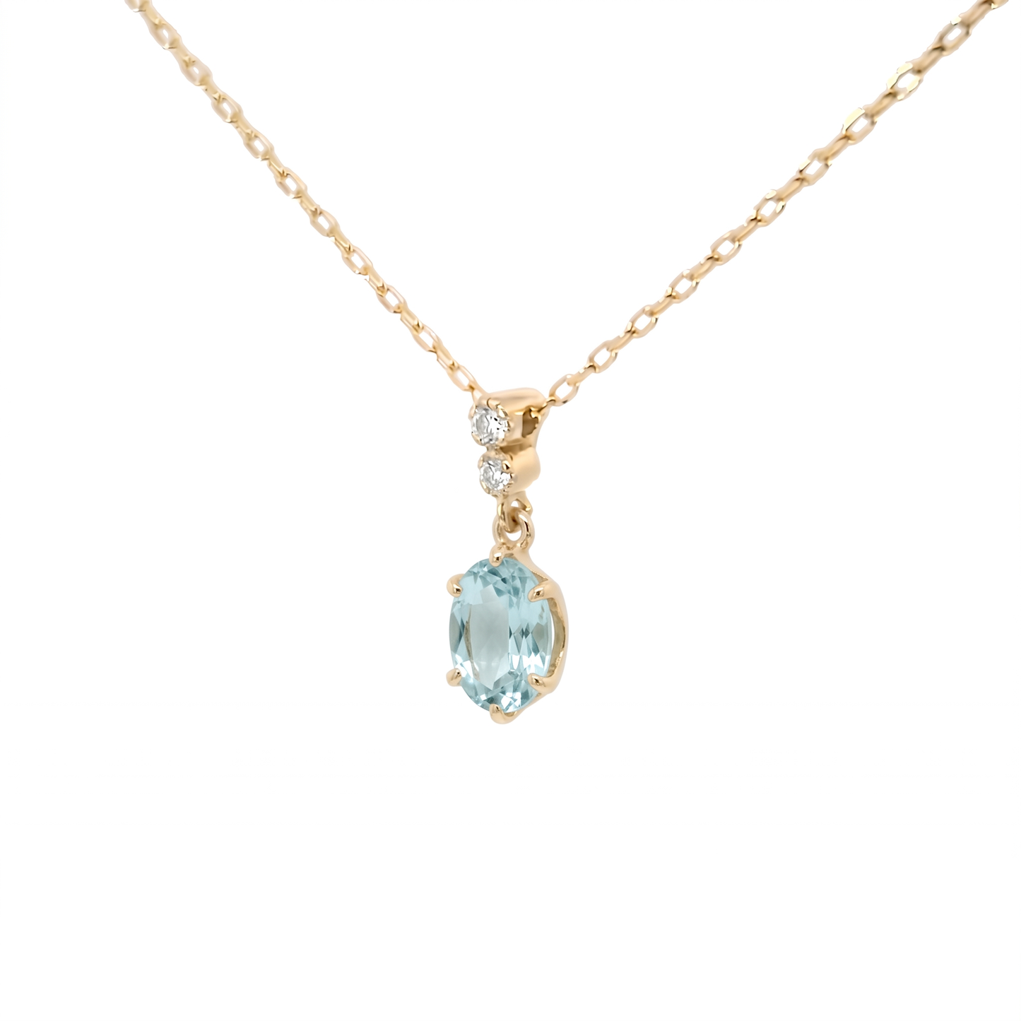アクアマリン×ダイヤモンド0.01ct ネックレス K10YG