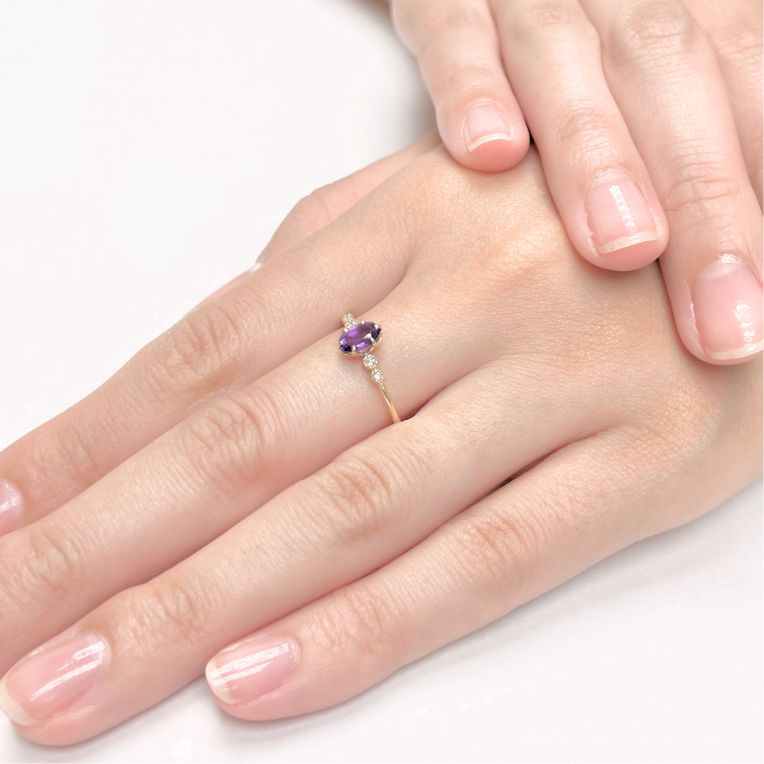 アメジスト×ダイヤモンド0.03ct リング K10YG