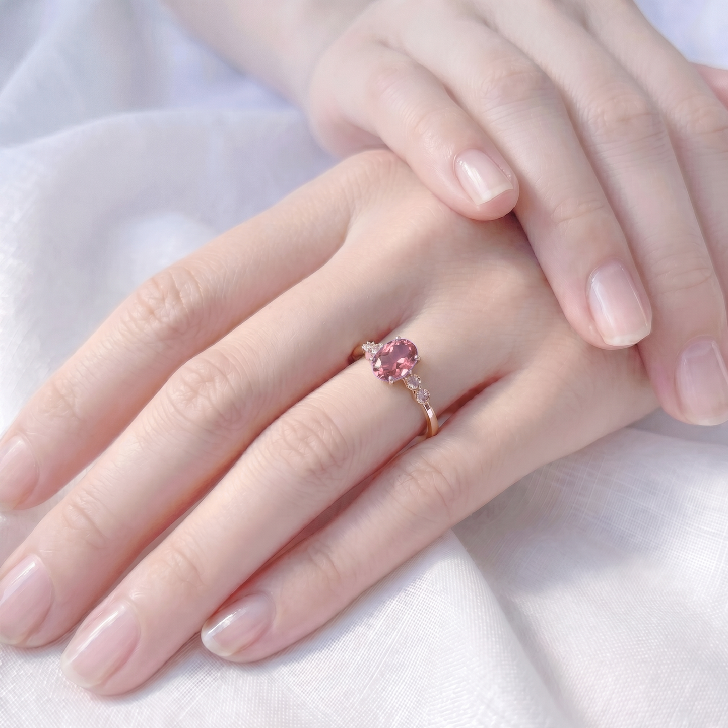 ピンクトルマリン×ダイヤモンド0.03ct リング K10YG