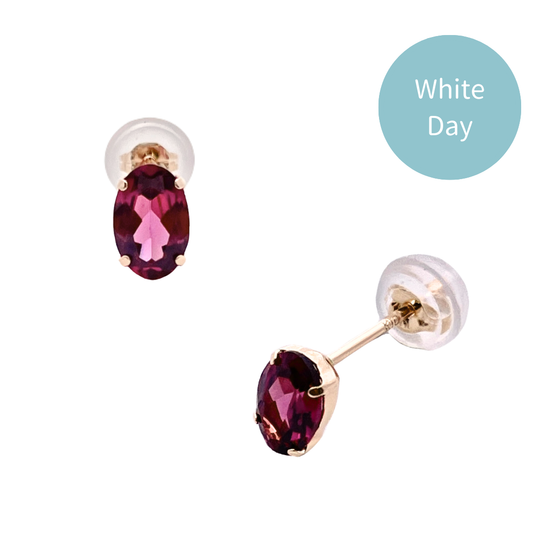 ロードライトガーネット　オーバルカット　スタッドピアス　K10YG