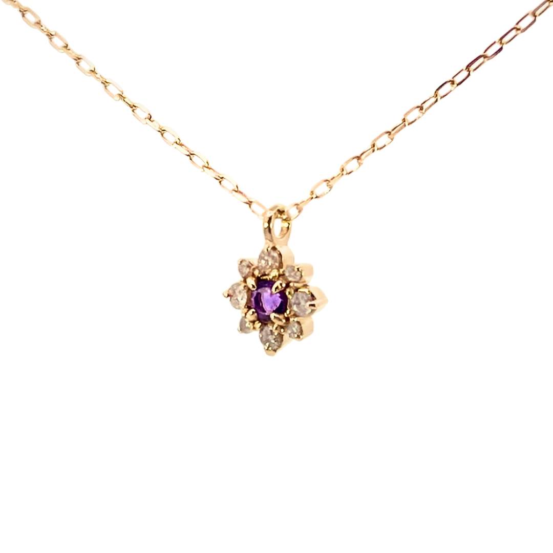 アメジスト×ダイヤモンド0.07ct ネックレス K18YG
