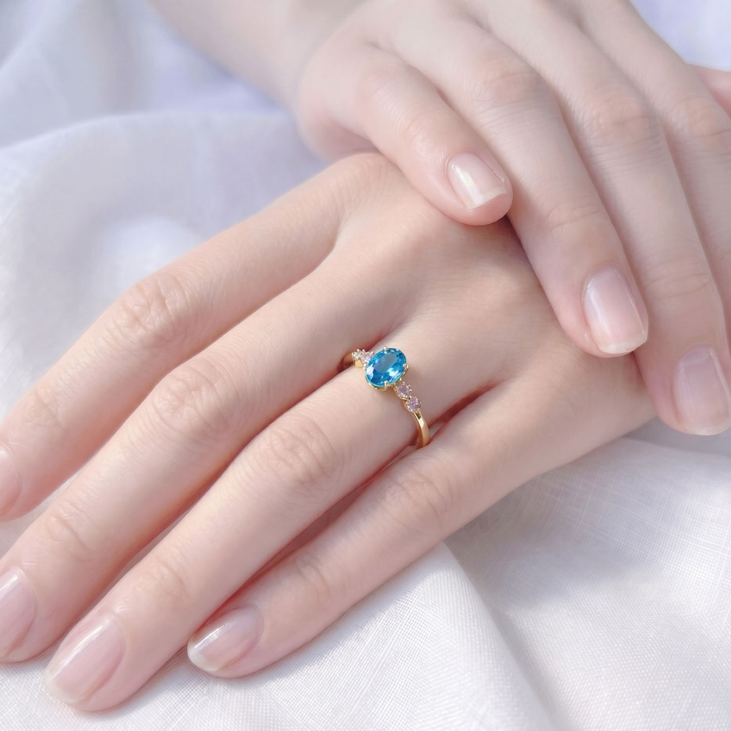 ブルートパーズ×ダイヤモンド0.03ct リング K10YG