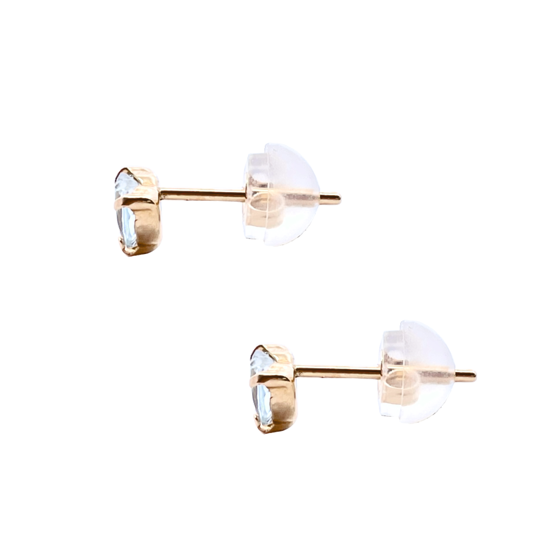 アクアマリン　ハートシェイプカット　ピアス　K10YG