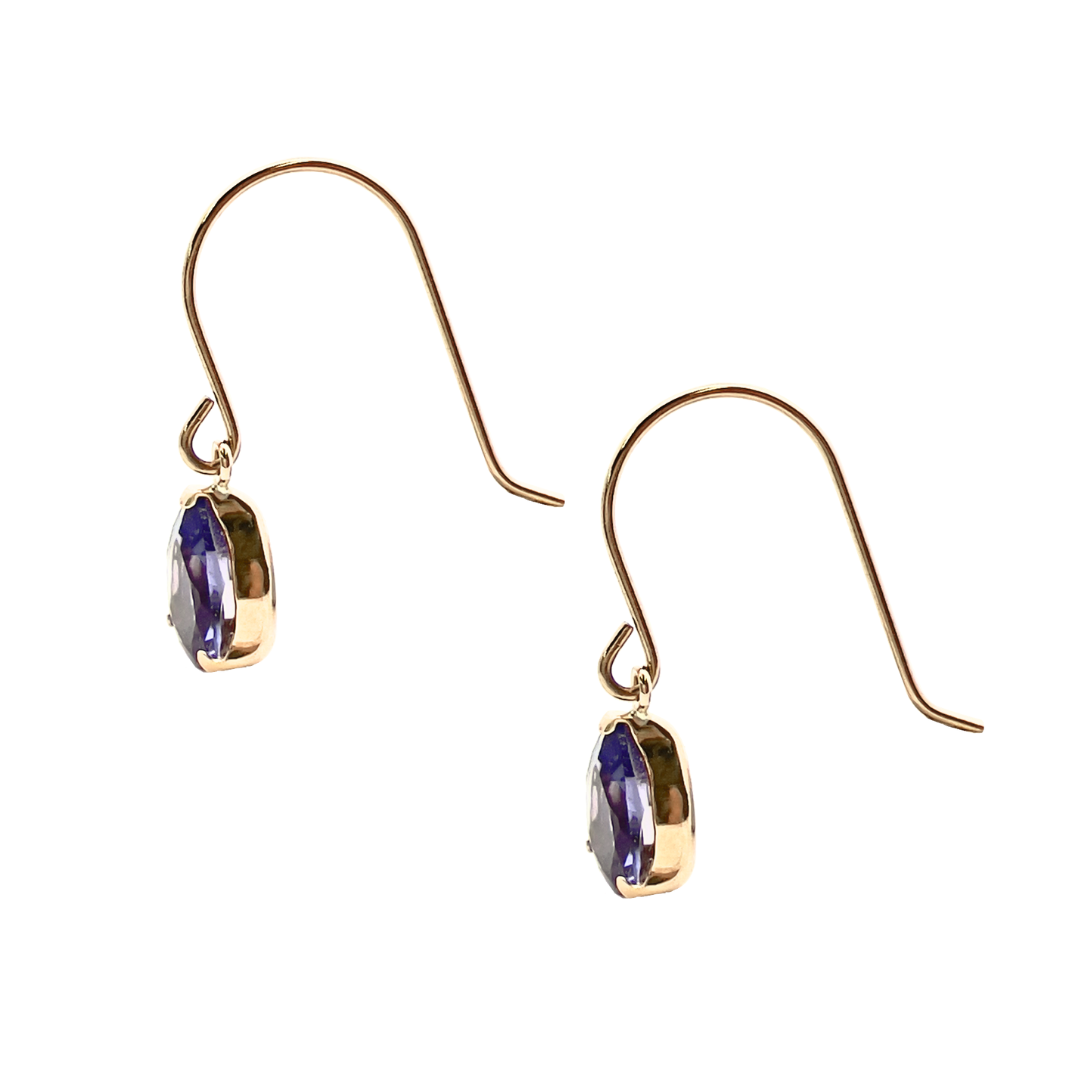 アイオライト　ペアシェイプカット　フックピアス　K10YG