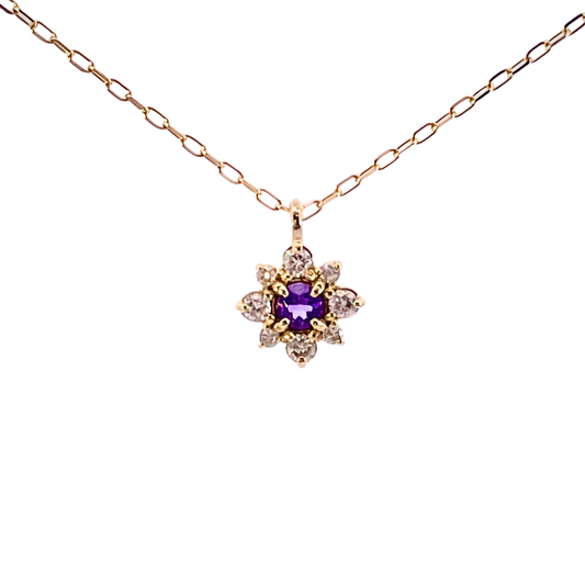 アメジスト×ダイヤモンド0.07ct ネックレス K18YG