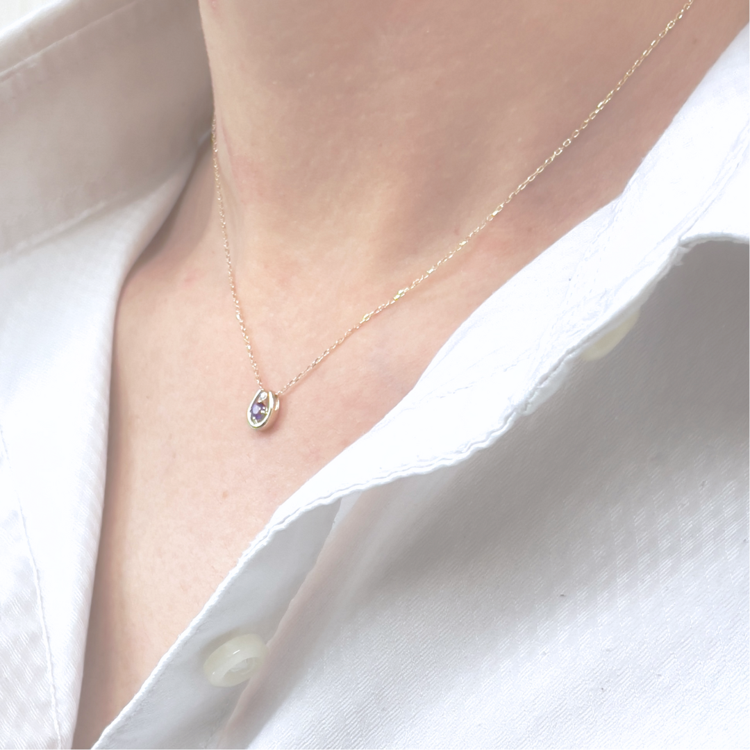 アメジスト×ダイヤモンド0.01ct ホースシューネックレス K10YG