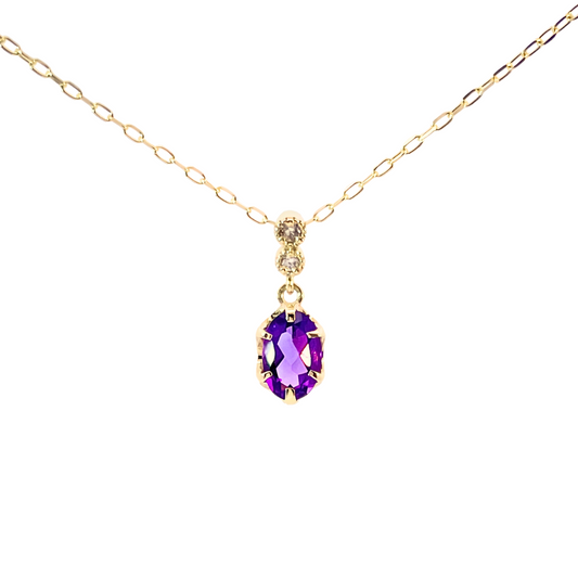 アメジスト×ダイヤモンド0.01ct ネックレス K10YG