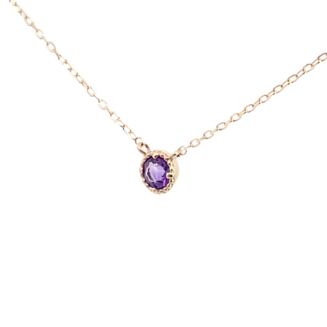 アメジスト ミルグレインネックレス K10YG