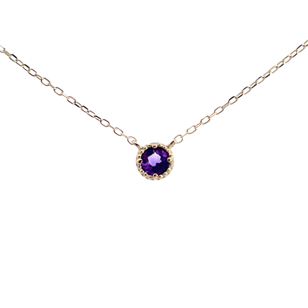 アメジスト ミルグレインネックレス K10YG