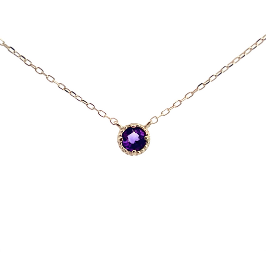 アメジスト ミルグレインネックレス K10YG