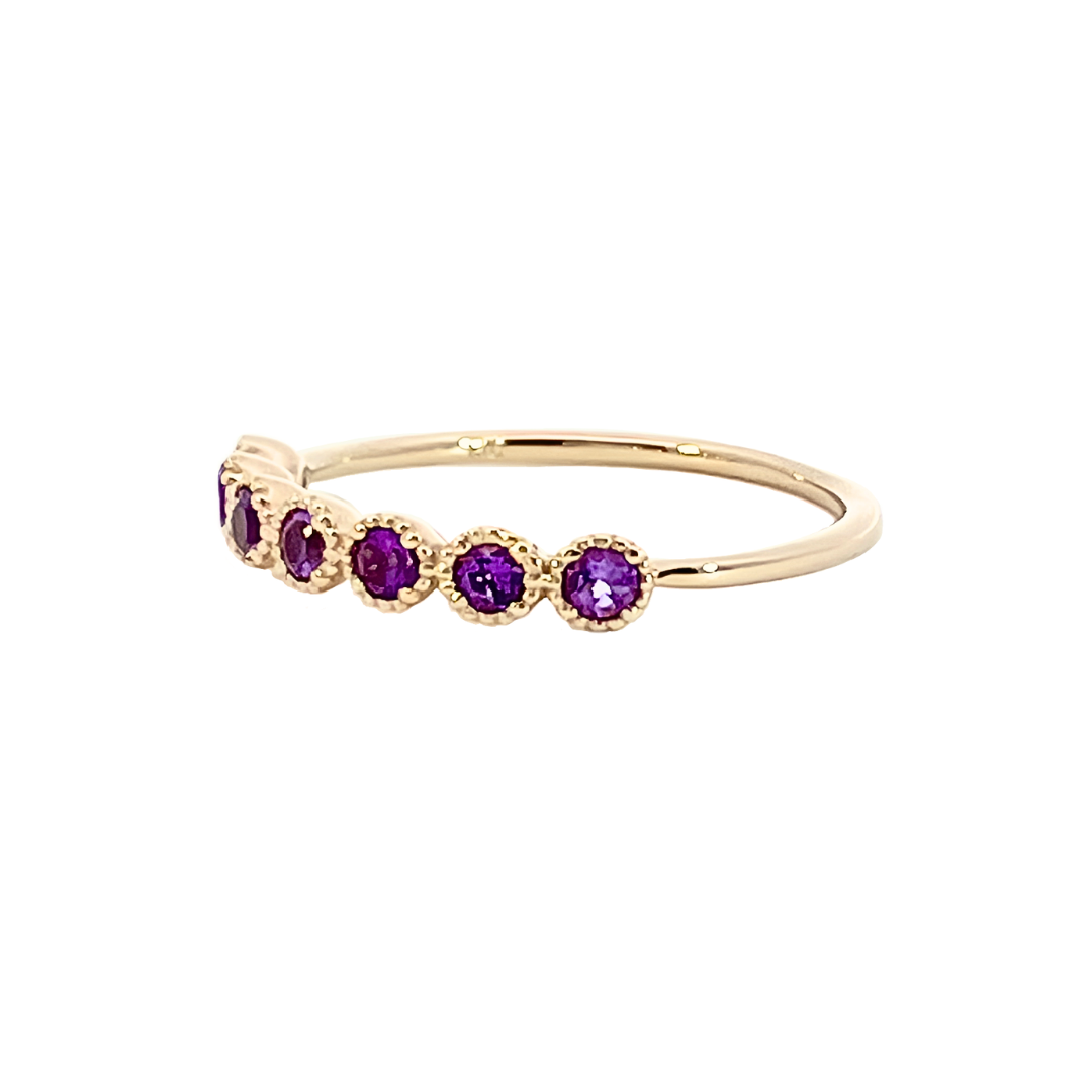 アメジスト ミル打ちハーフエタニティ リング K10YG