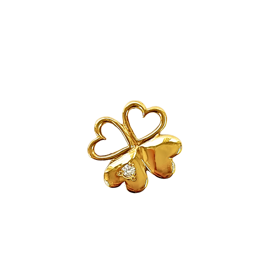 ダイヤモンド　クローバーペンダントトップ　K24 純金