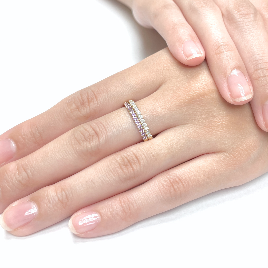 アメジスト ハーフエタニティ リング K10YG