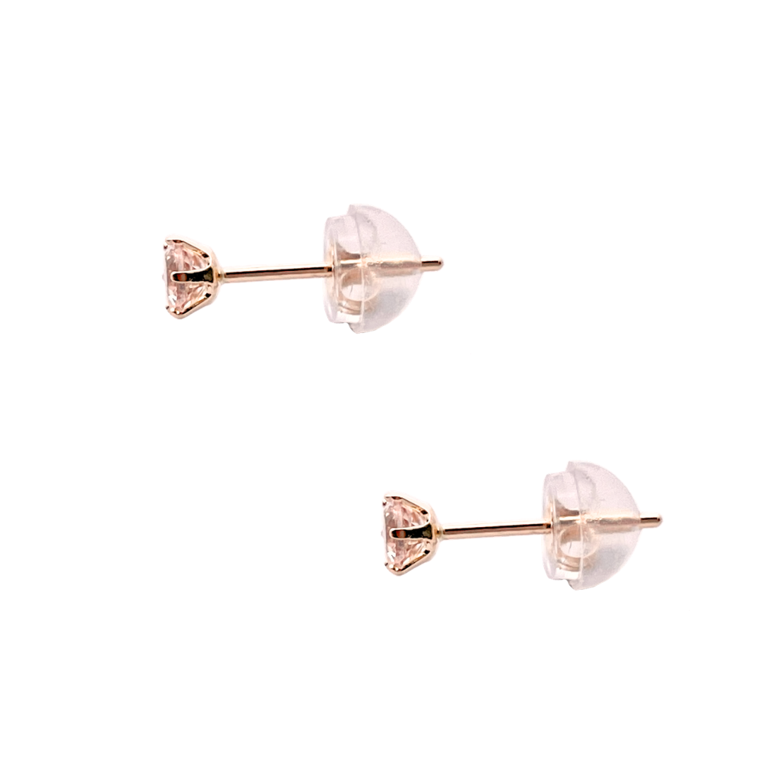 モルガナイト　ラウンドカット　スタッドピアス　K10YG