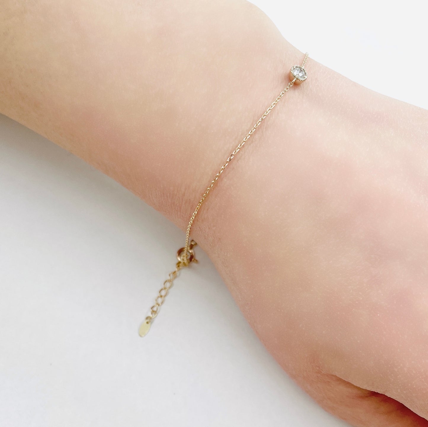 ダイヤモンド　ミルグレイン　ブレスレット　K10YG