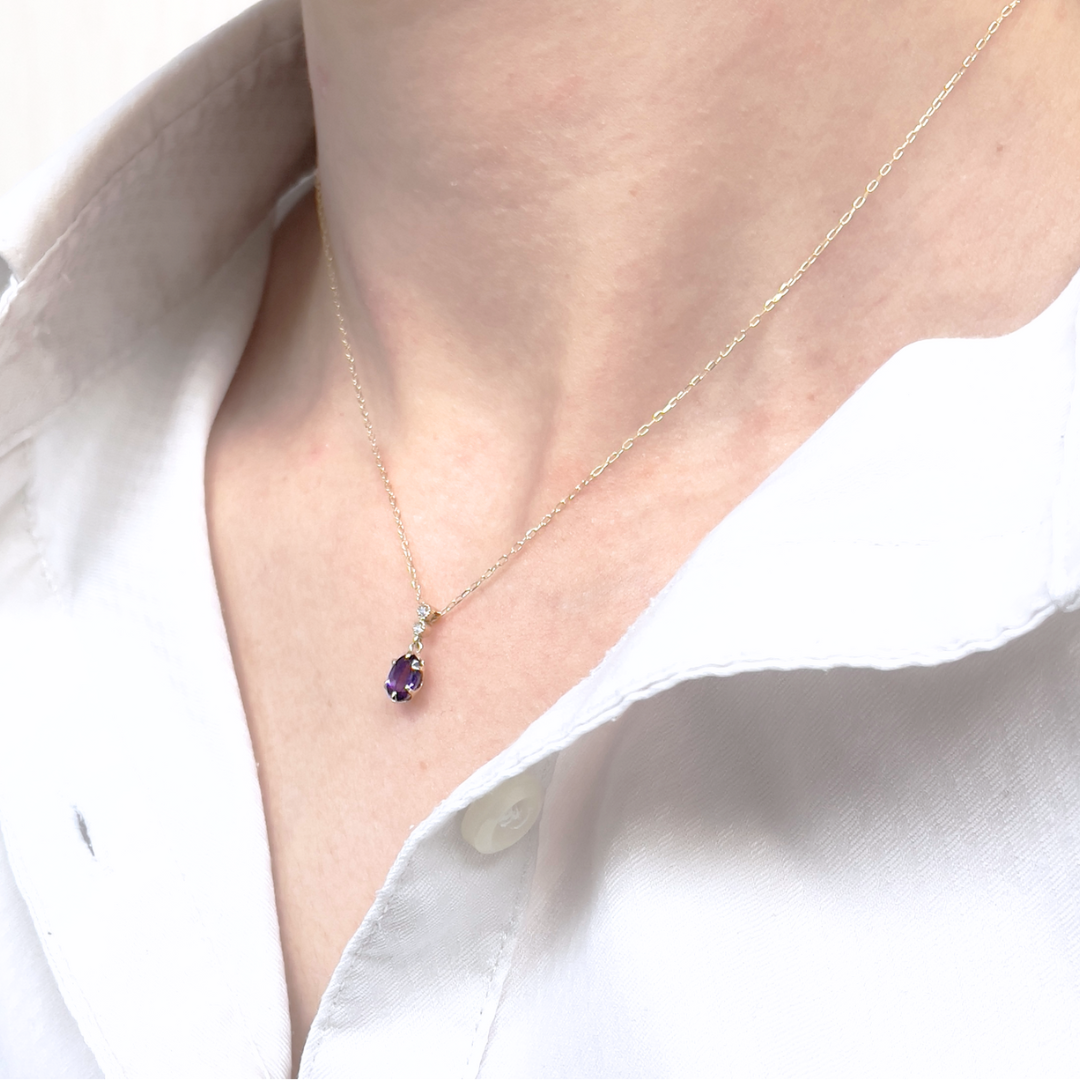 アメジスト×ダイヤモンド0.01ct ネックレス K10YG