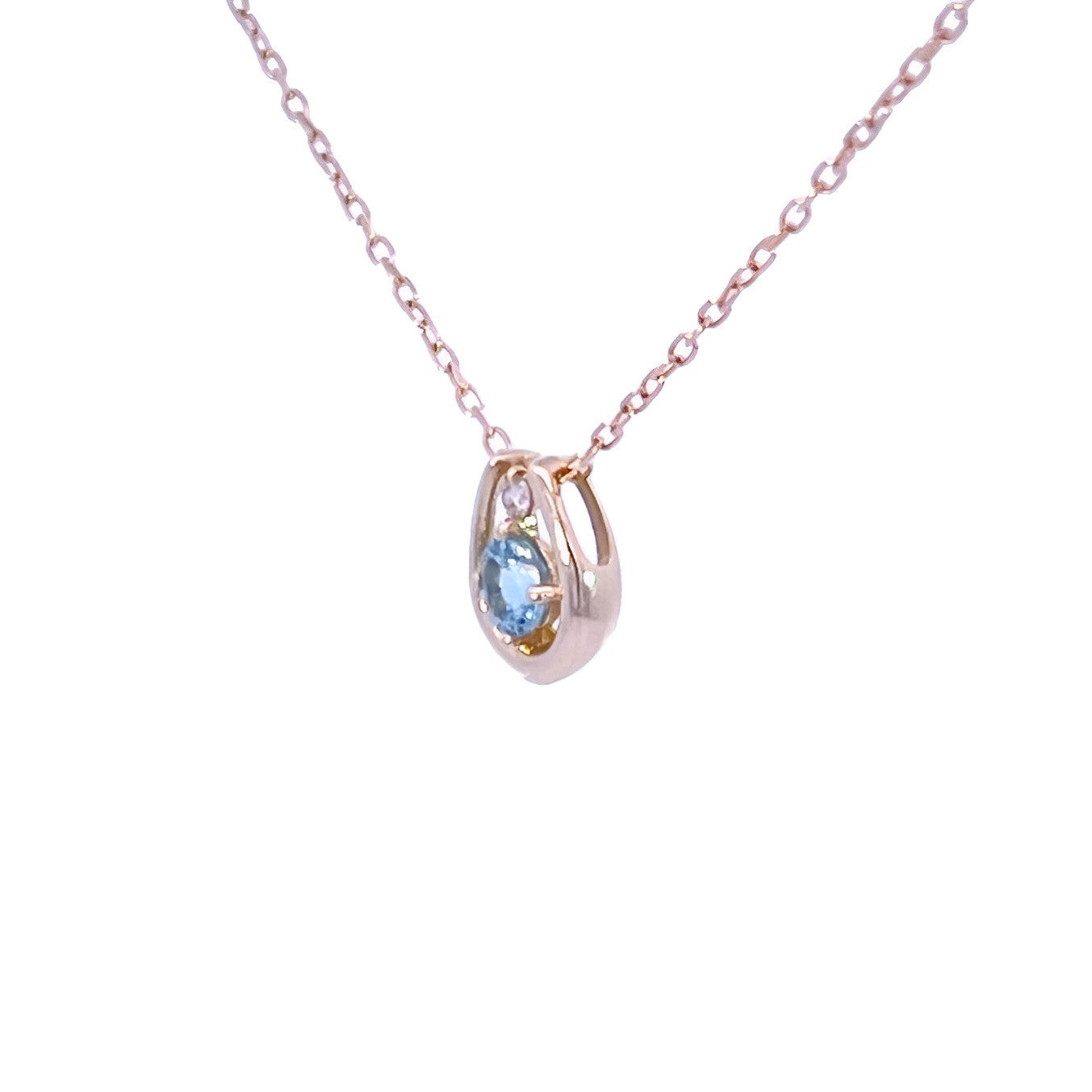 アクアマリン×ダイヤモンド0.01ct ホースシューネックレス K10YG
