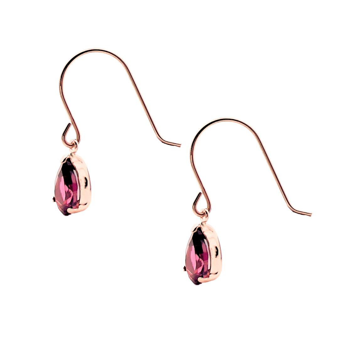 ロードライトガーネット　ペアシェイプカット　フックピアス　K10YG