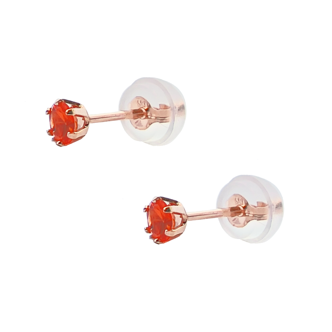 オレンジガーネット　ラウンドカット　スタッドピアス　K10YG