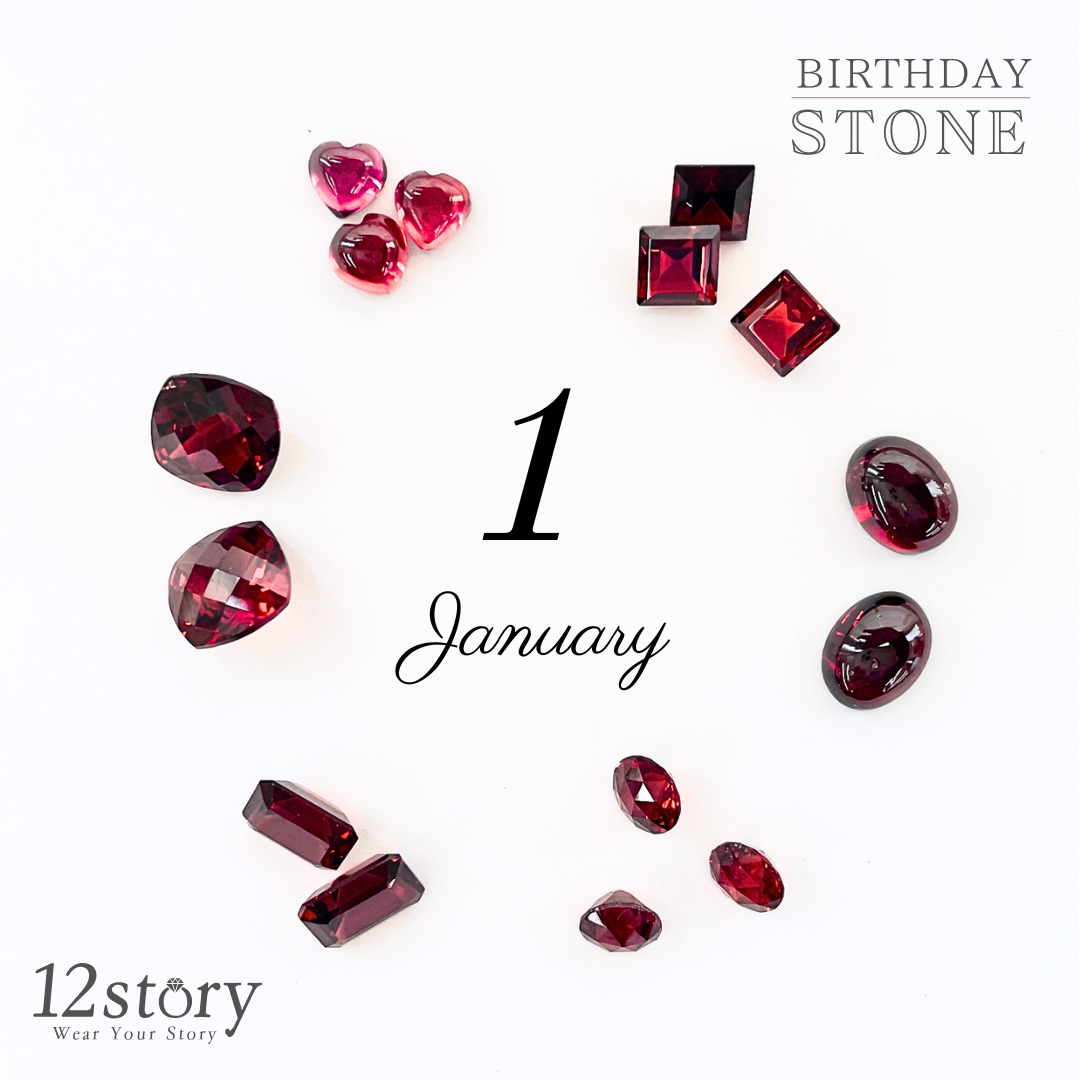 ガーネット×ダイヤモンド0.01ct ホースシューネックレス K10YG