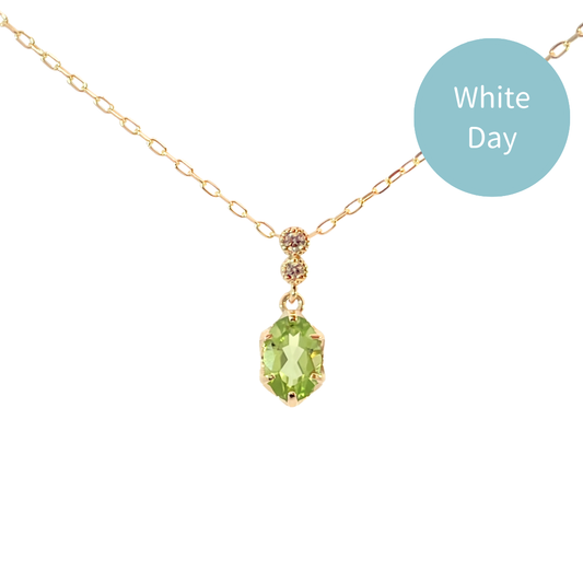 ペリドット×ダイヤモンド0.01ct ネックレス K10YG