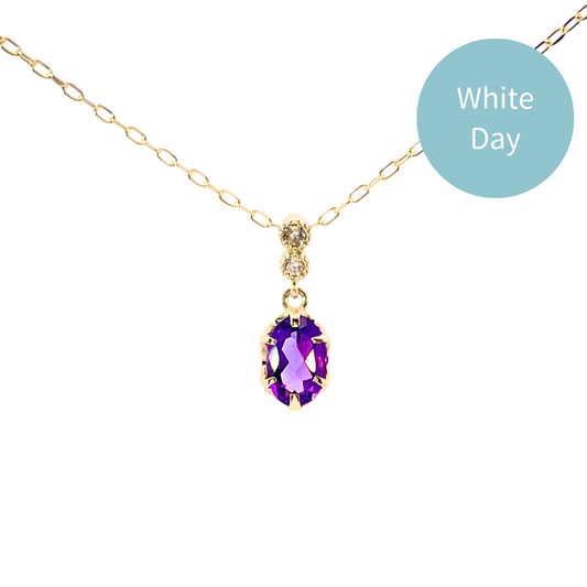 アメジスト×ダイヤモンド0.01ct ネックレス K10YG