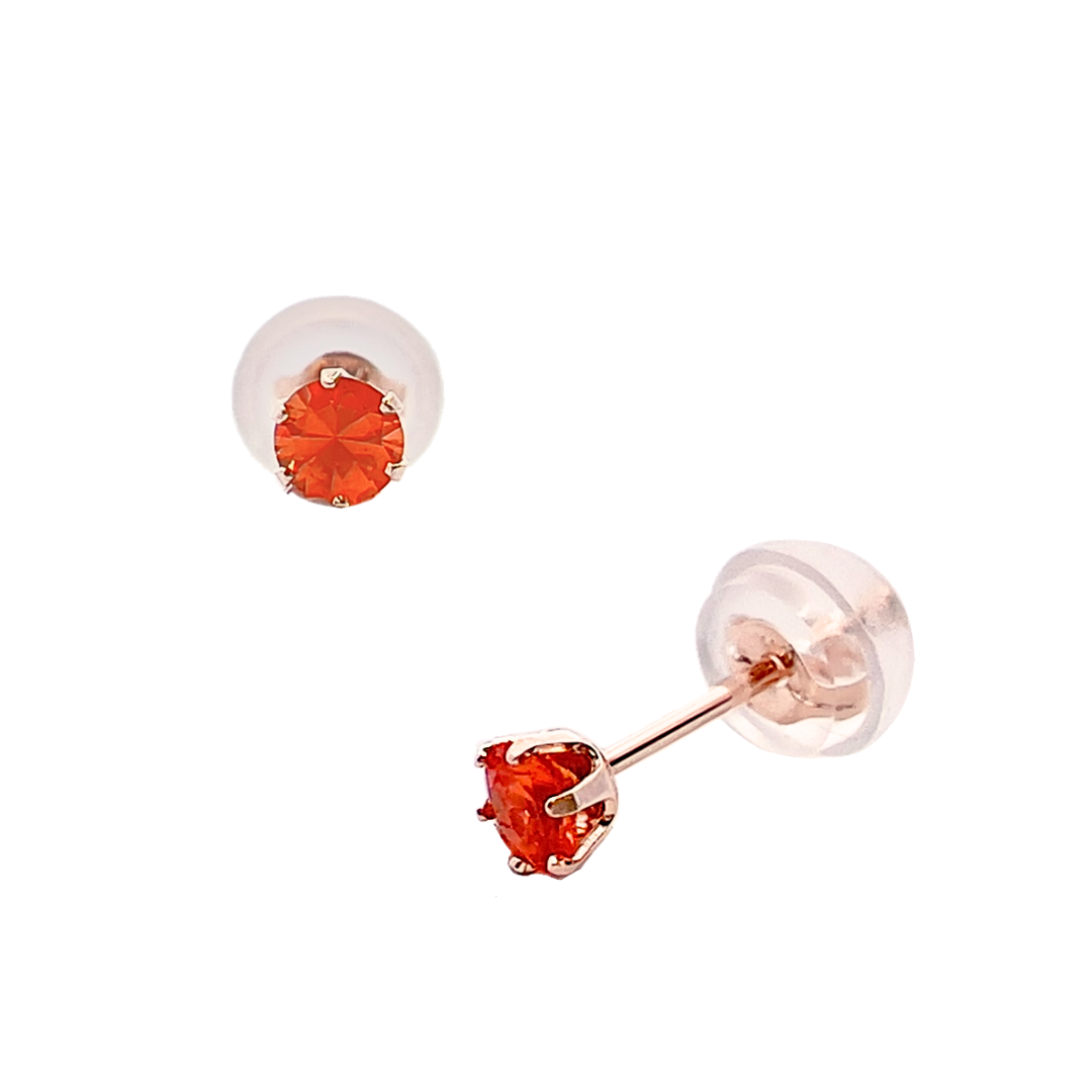 オレンジガーネット　ラウンドカット　スタッドピアス　K10YG