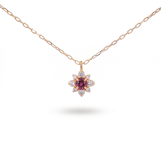ロードライトガーネット×ダイヤモンド0.07ct ネックレス K18YG