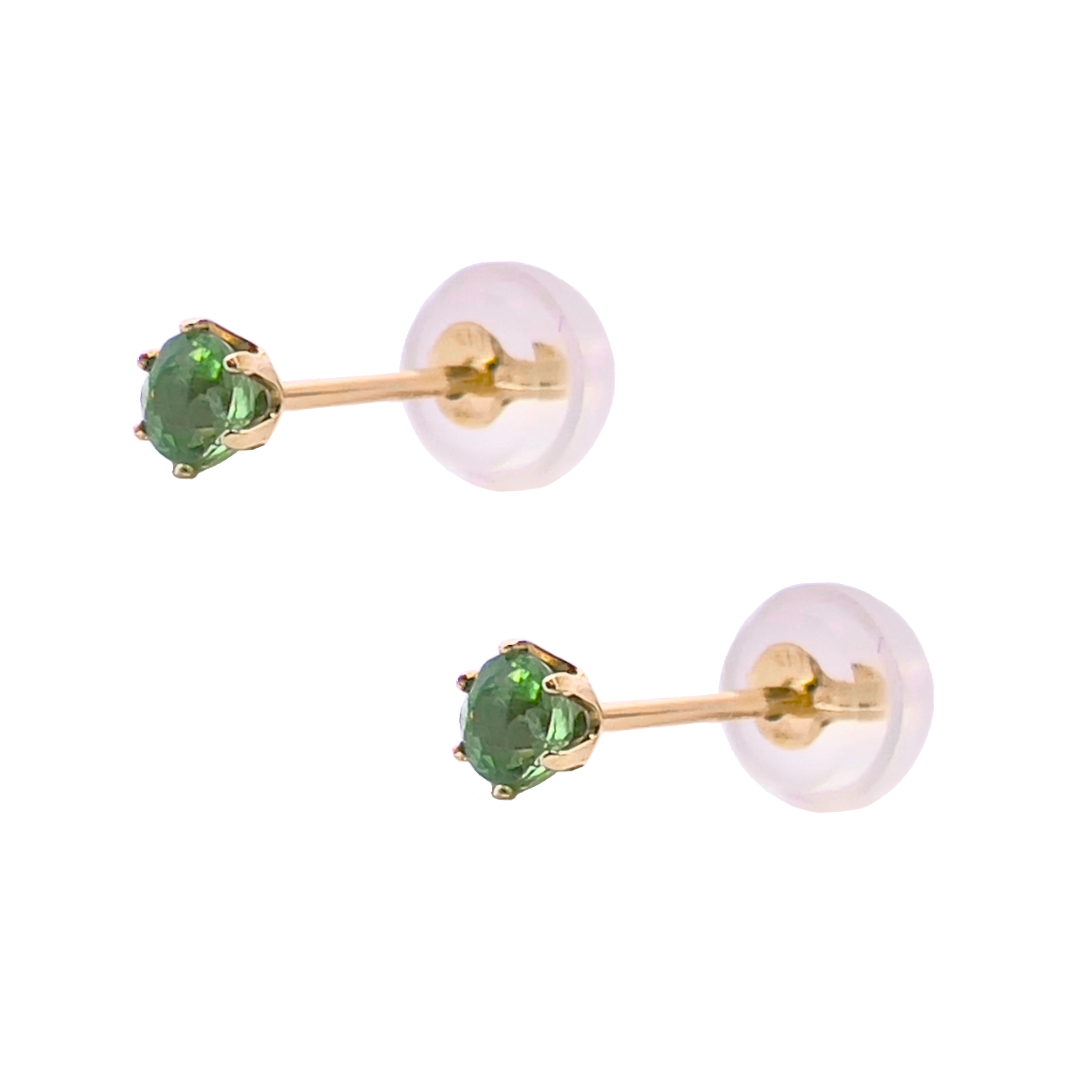 グリーンガーネット　ラウンドカット　スタッドピアス　K10YG