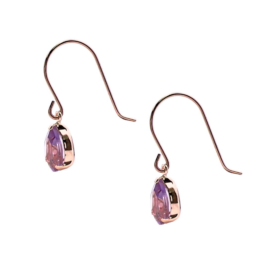 アメジスト　ペアシェイプカット　フックピアス　K10YG