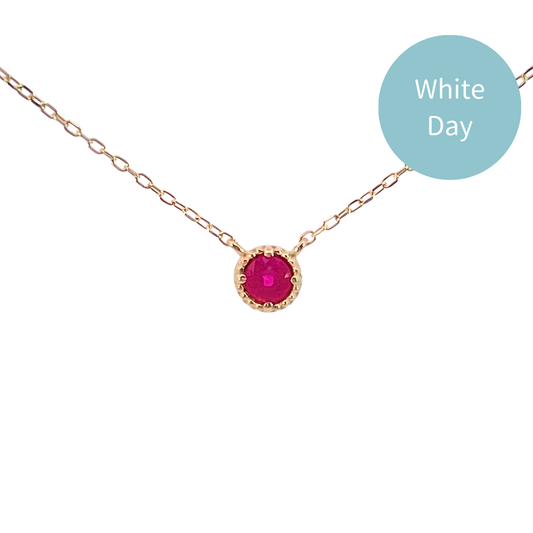 ルビー ミルグレインネックレス K10YG