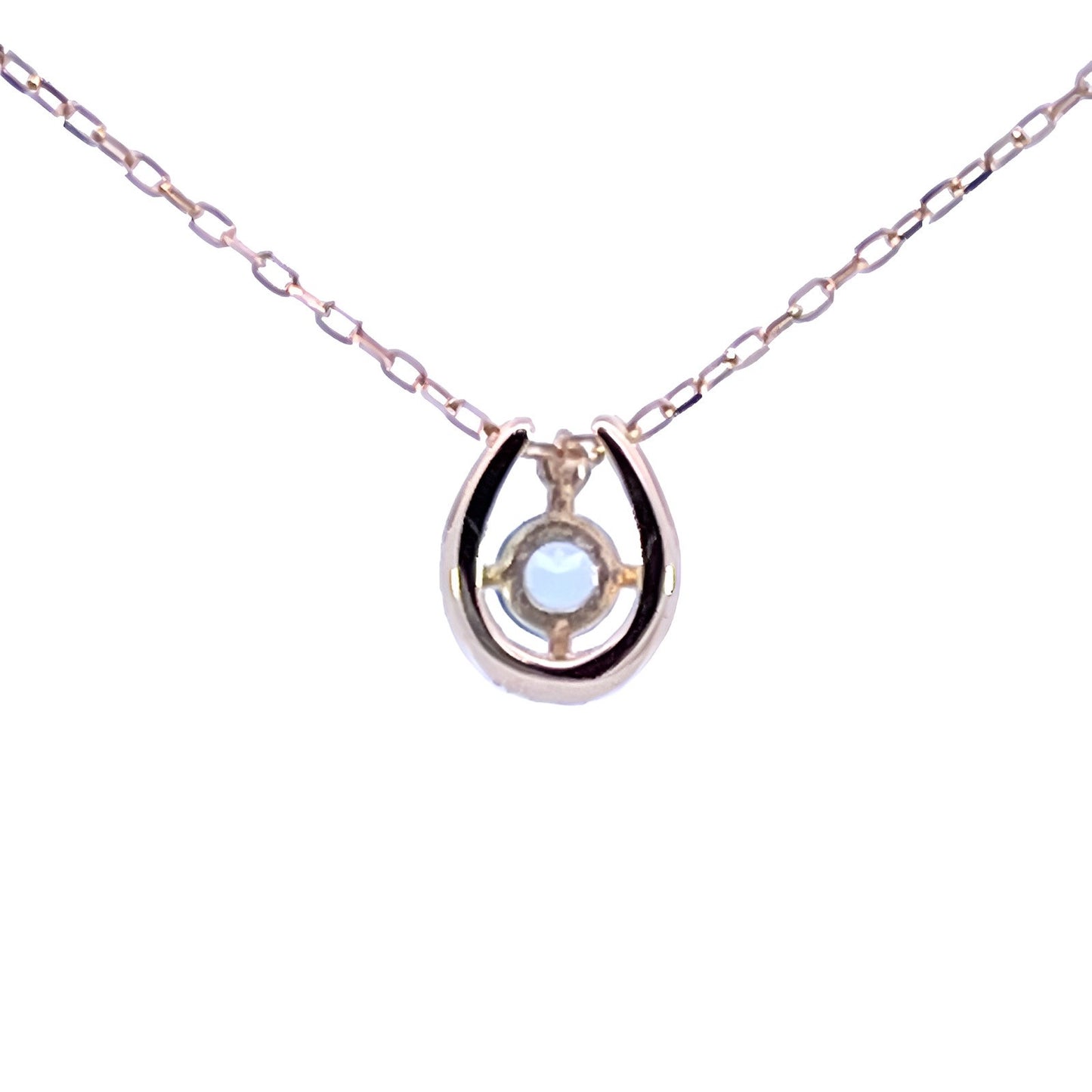 アクアマリン×ダイヤモンド0.01ct ホースシューネックレス K10YG