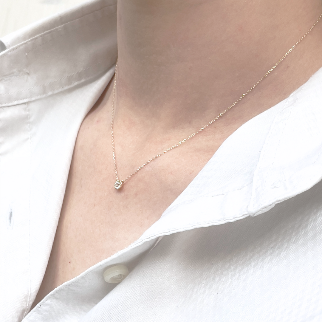 アクアマリン ミルグレインネックレス K10YG