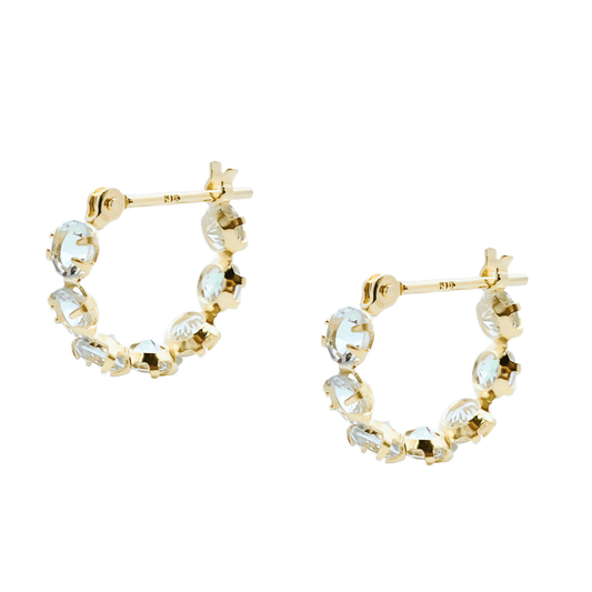 アクアマリン フープピアス K10YG