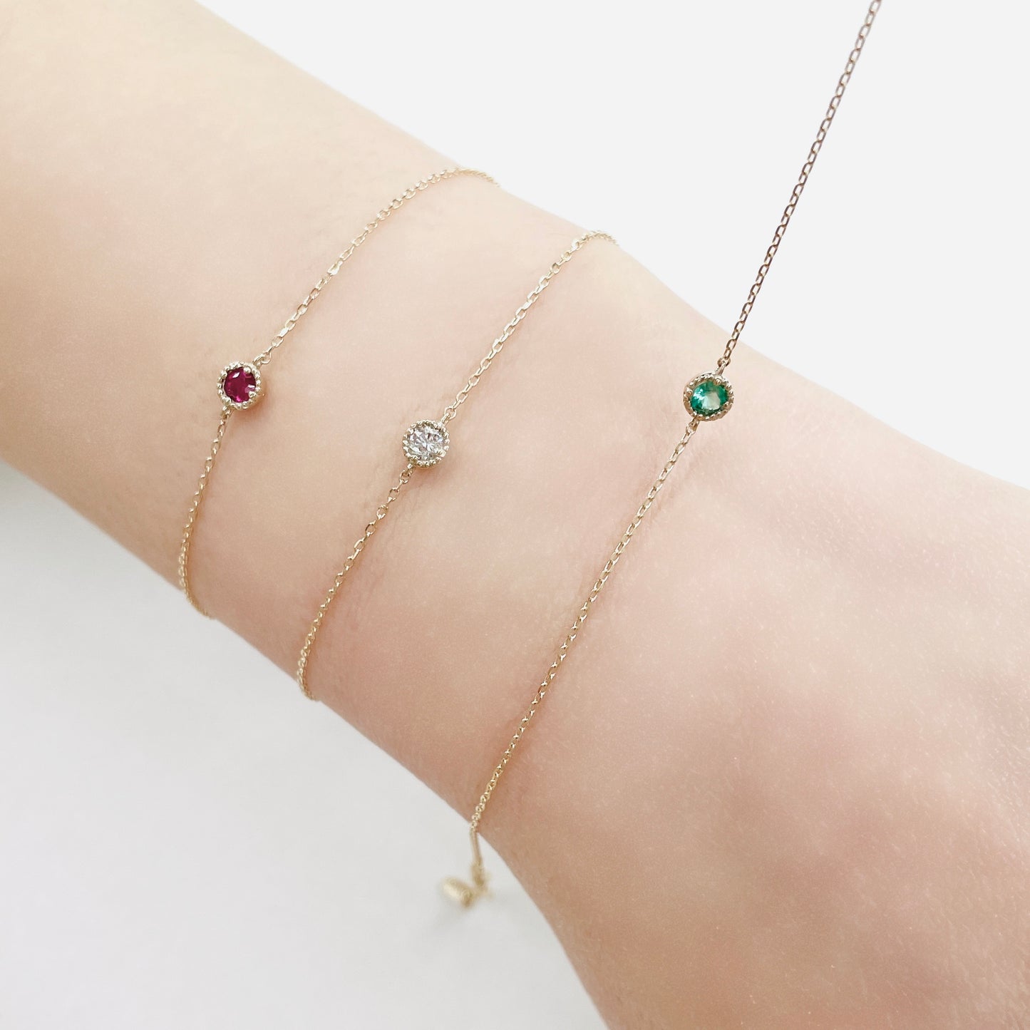 ダイヤモンド　ミルグレイン　ブレスレット　K10YG