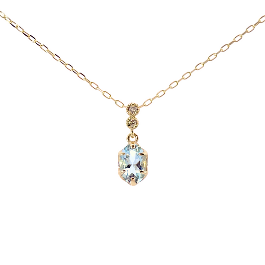 アクアマリン×ダイヤモンド0.01ct ネックレス K10YG