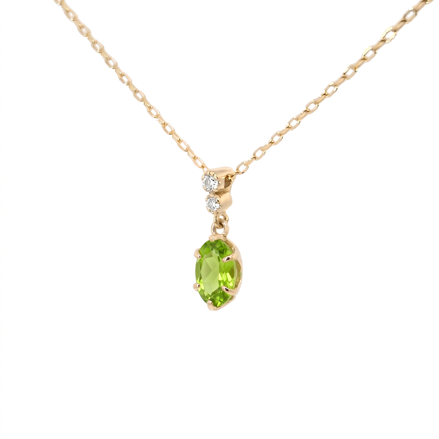 ペリドット×ダイヤモンド0.01ct ネックレス K10YG