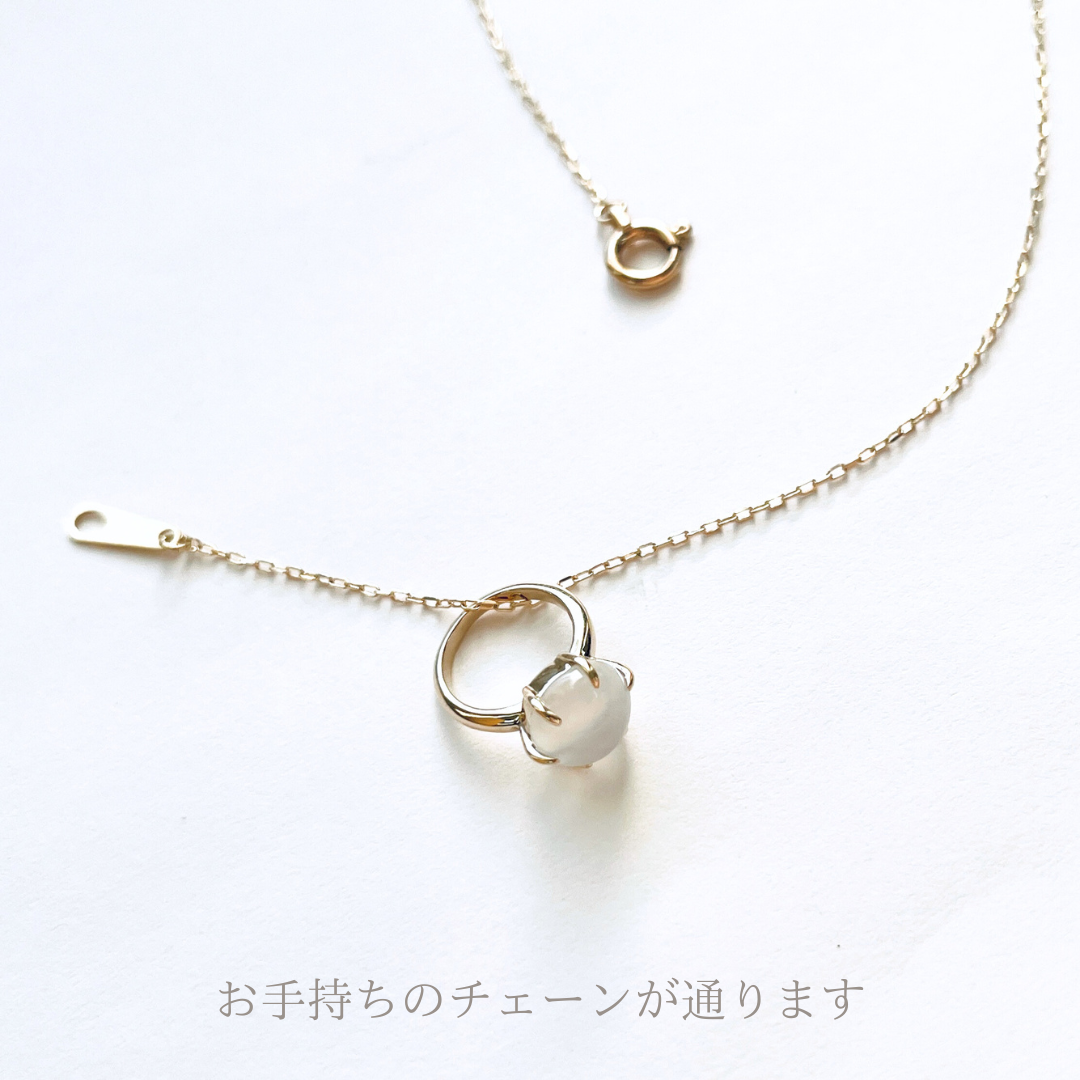 ムーンストーン　ラウンドカボッション　ミニリング　ペンダントトップ　K10YG