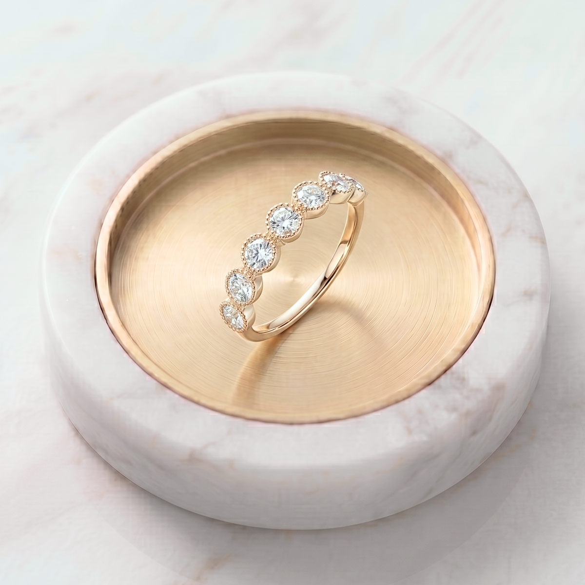 ダイヤモンド0.23ct ミル打ちハーフエタニティ リング K10YG
