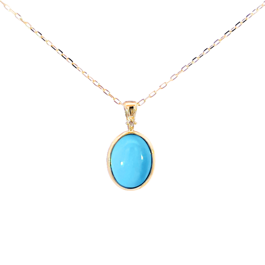 ターコイズ　ネックレス　K10YG