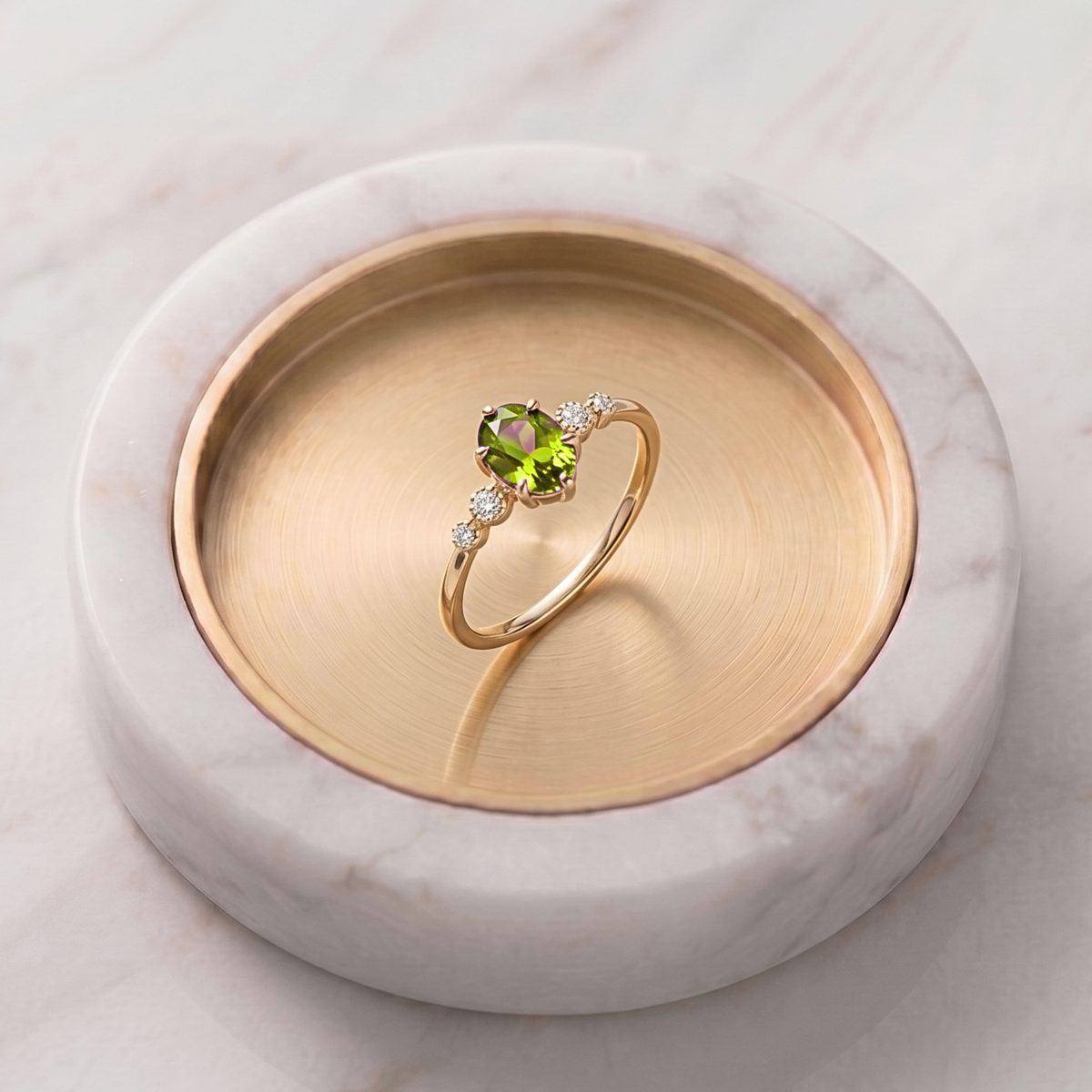 ペリドット×ダイヤモンド0.03ct リング K10YG