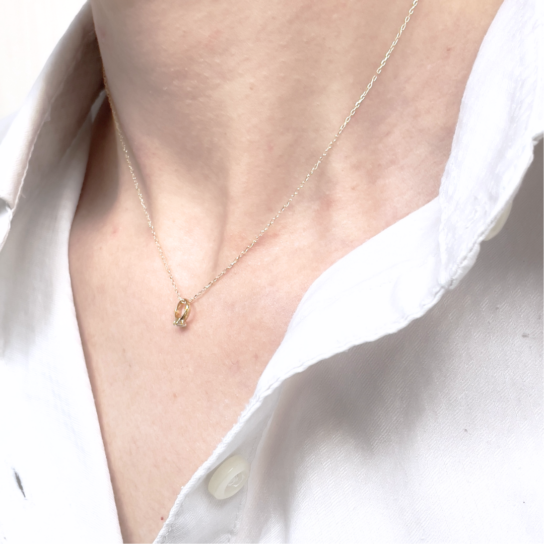 アクアマリン ベビーリングネックレス K10YG