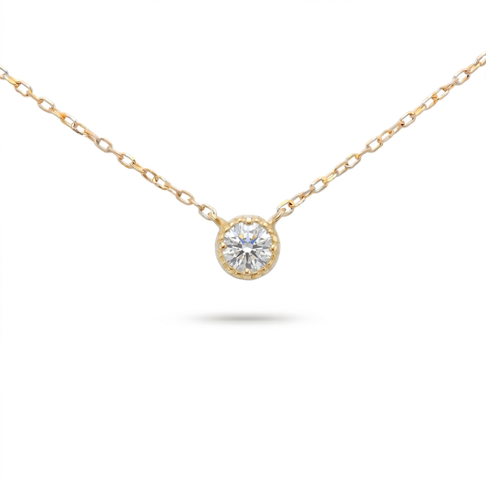 ダイヤモンド0.10ct ミルグレインネックレス K10YG