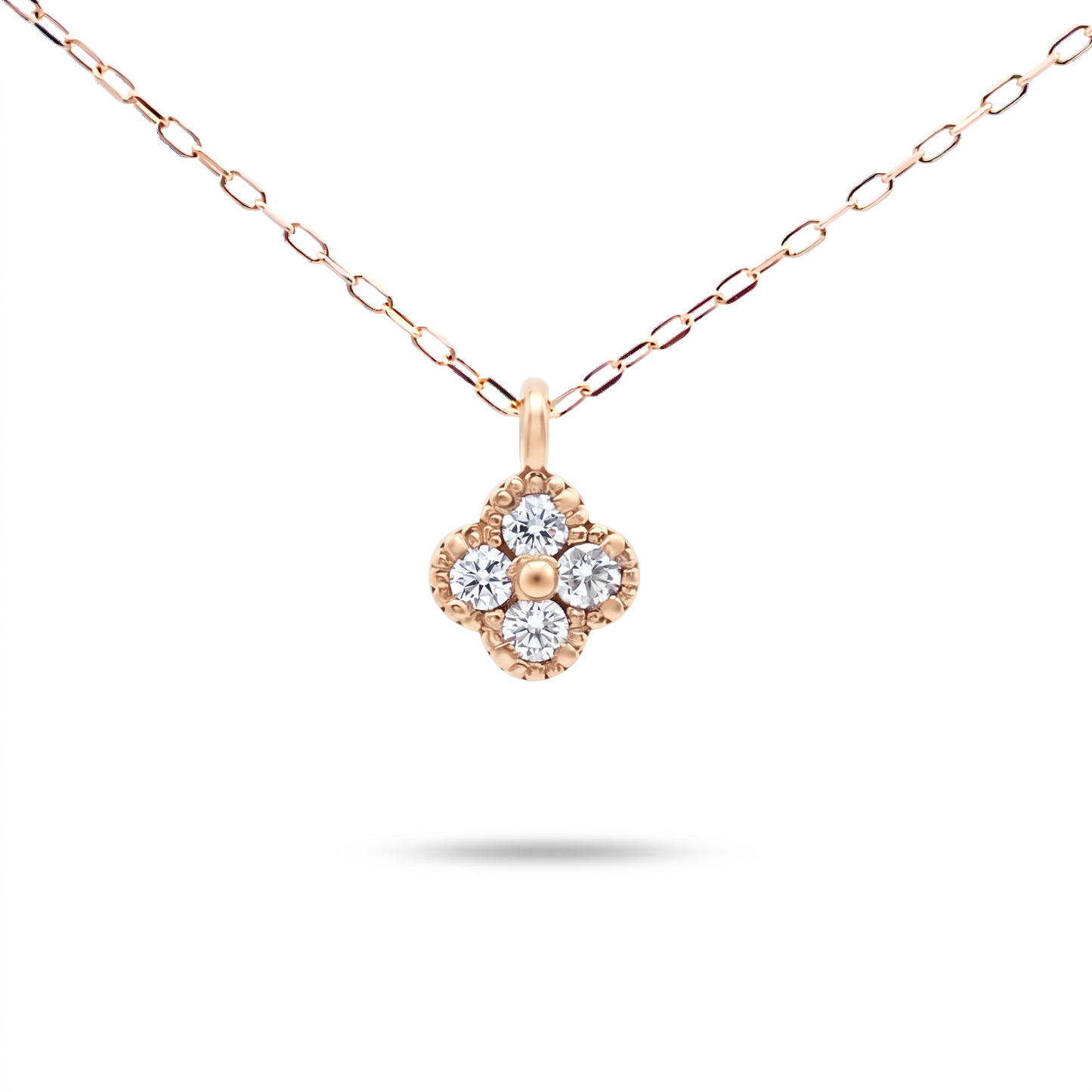 ダイヤモンド 0.13ct クローバーネックレス K18YG
