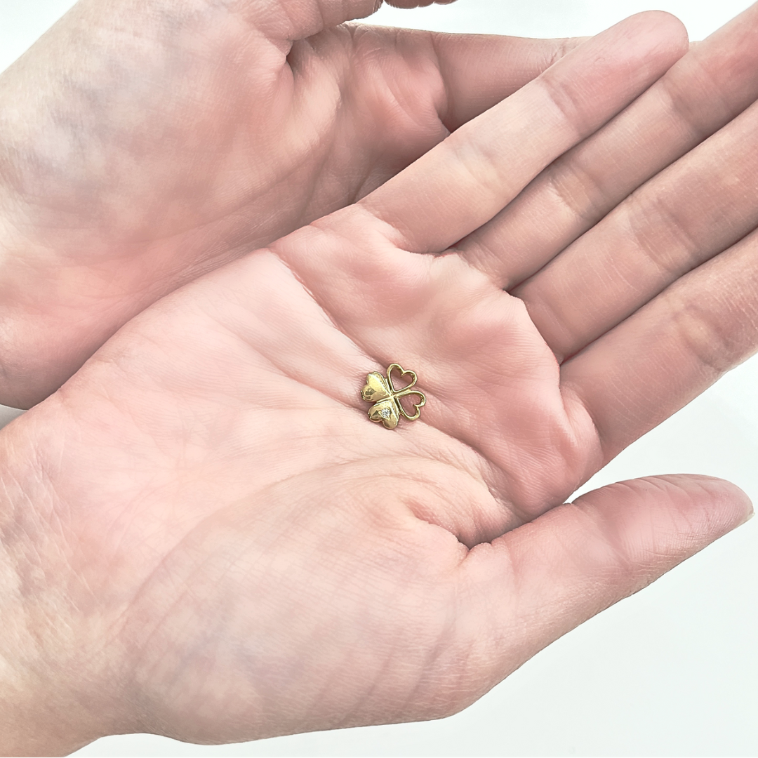 ダイヤモンド　クローバーペンダントトップ　K24 純金