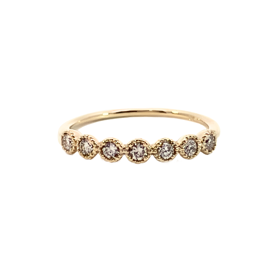 ダイヤモンド0.23ct ミル打ちハーフエタニティ リング K10YG