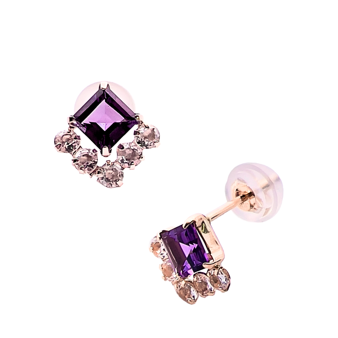 アメジスト　ホワイトトパーズ　ピアス　K10YG