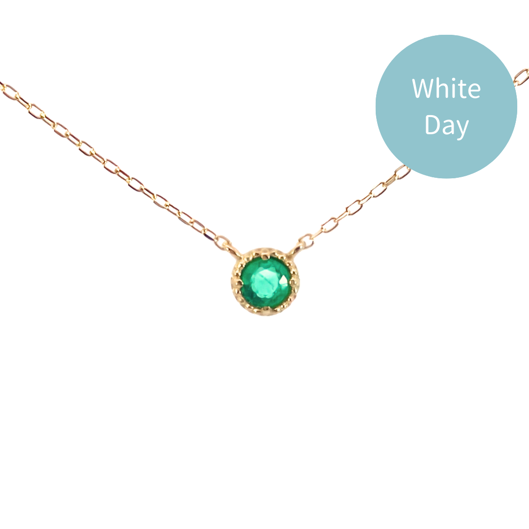 エメラルド ミルグレインネックレス K10YG