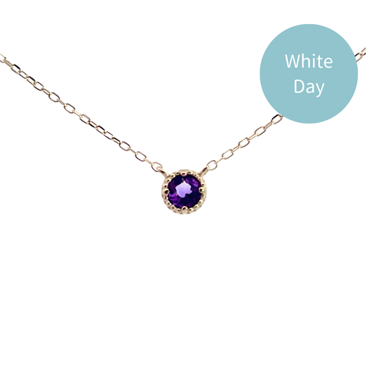 アメジスト ミルグレインネックレス K10YG